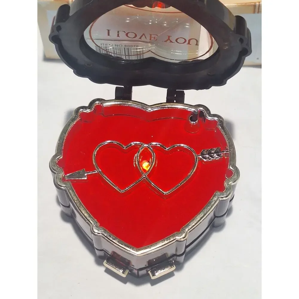 Lot of 2 Musical Heart Jewelry Boxes I Love You Ring Holder w/ Original Boxes